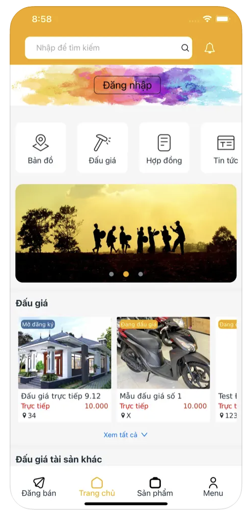 Onland - Real Estate Auction Platform Home Screen